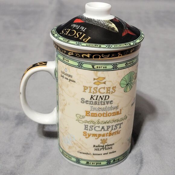 Zodiac Mug Pisces With Infuser And Lid - Picture 2 of 16
